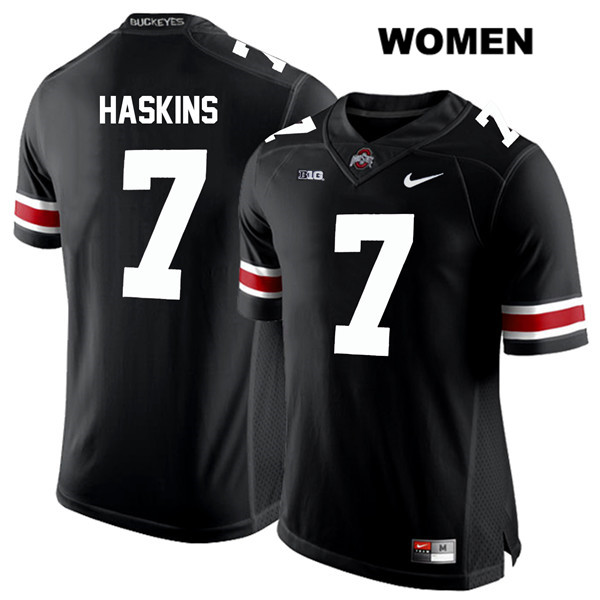 Ohio State Buckeyes Women's Dwayne Haskins #7 White Number Black Authentic Nike College NCAA Stitched Football Jersey UK19Y28ON